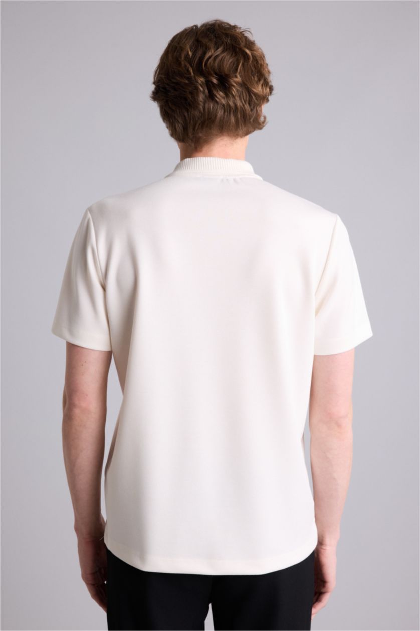 Erkek Ekru Kısa Kollu Polo Tişört