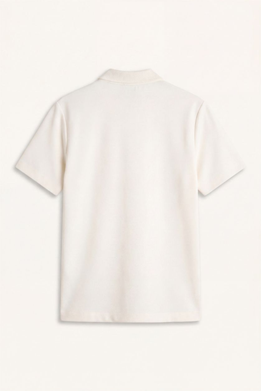 Men Ecru Regular Fit Short Sleeve Polo T-Shirt