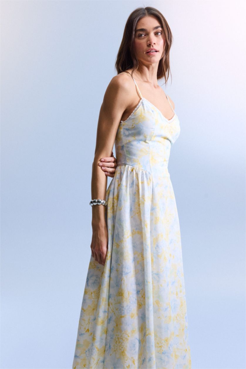 نساء أزرق Poplin Midi Dress