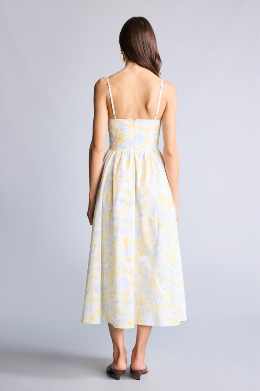 نساء أزرق Poplin Midi Dress