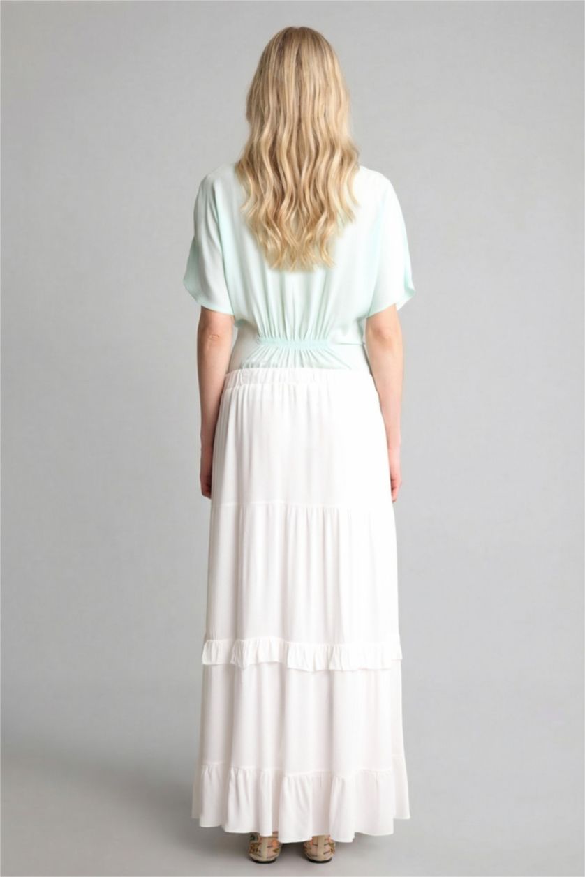 Kadın Ekru Krinkıl Viskon Etek