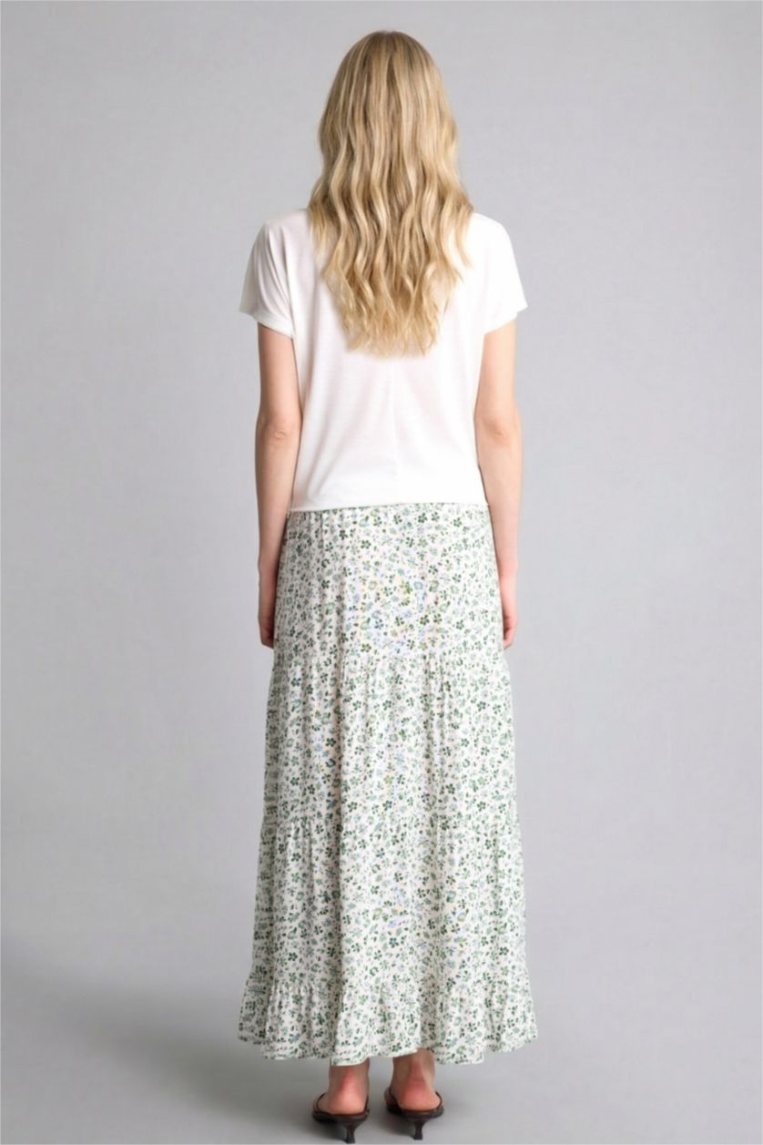 Kadın Ekru Baskılı Etek