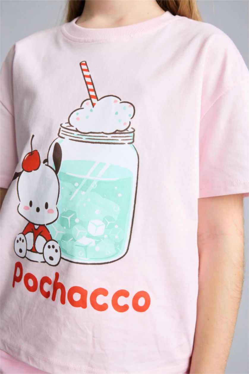 Kız Çocuk - Genç Kız Açık Pembe Pochacco Relaxed Fit Kısa kollu Tişört Kız Çocuk