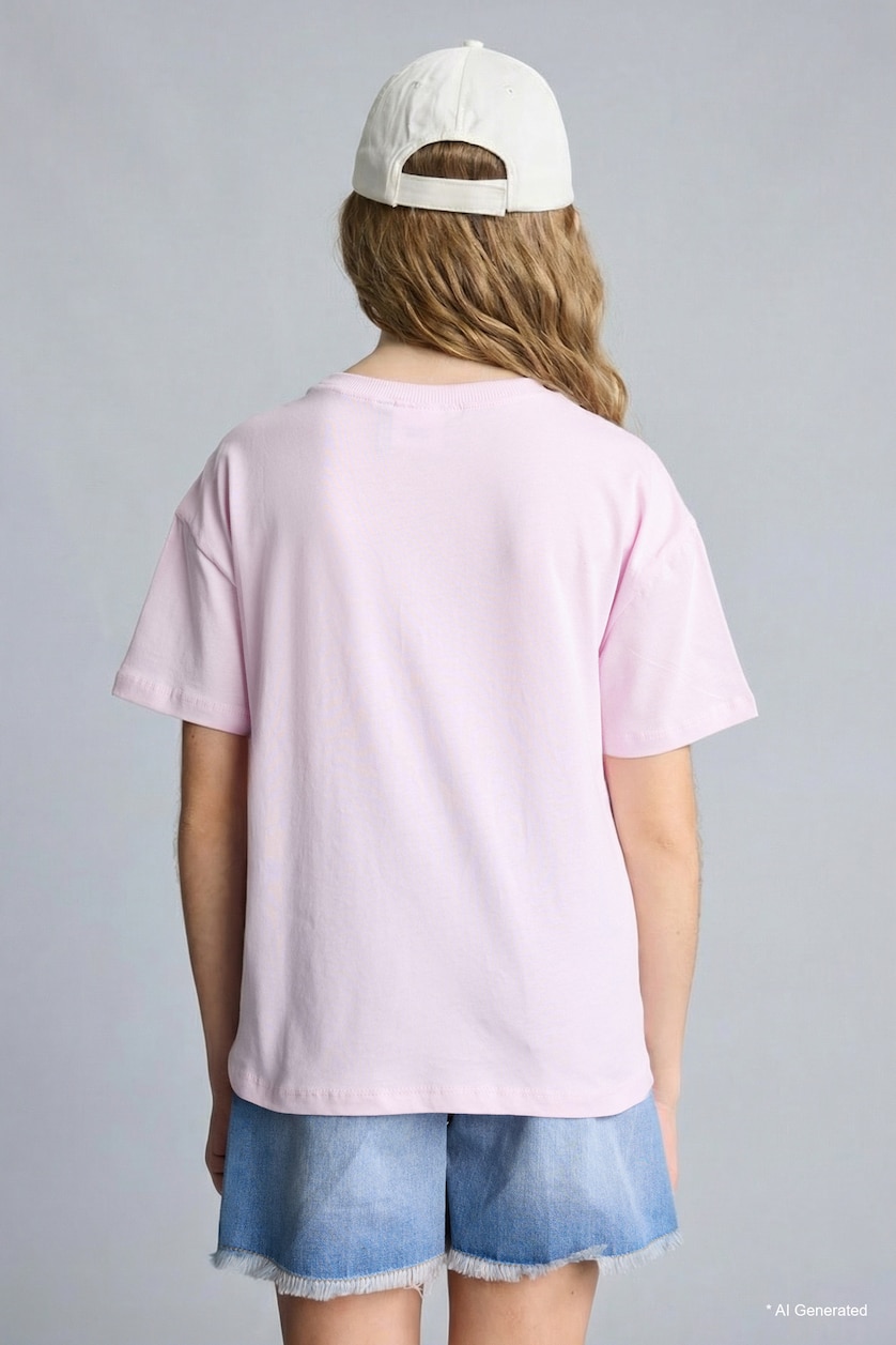 GIRLS & TEENS Light Pink Girl Relax Fit Short Sleeve T-Shirt
