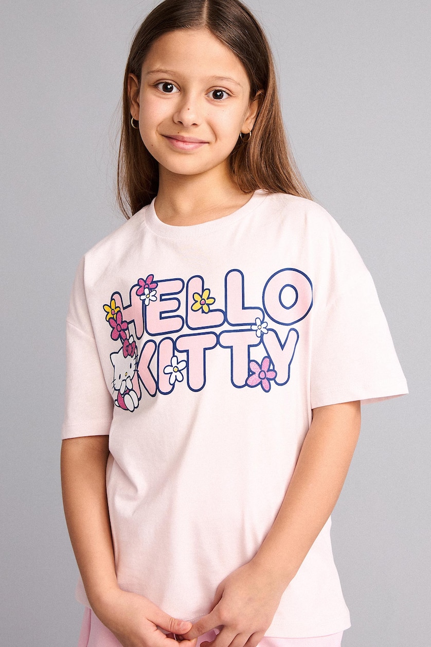 Young Girls - Teen Girls Light Pink Girl Relax Fit Hello Kitty Licensed Short Sleeve T-Shirt