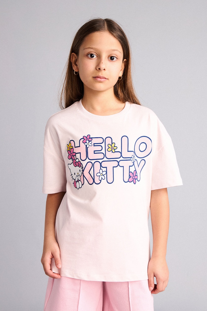 Young Girls - Teen Girls Light Pink Girl Relax Fit Hello Kitty Licensed Short Sleeve T-Shirt