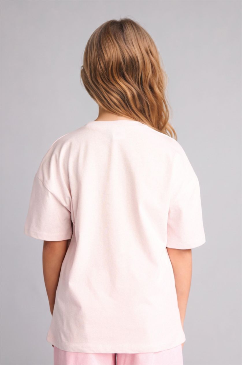 Kız Çocuk - Genç Kız Açık Pembe Hello Kitty Relaxed Fit Kısa kollu Tişört Kız Çocuk