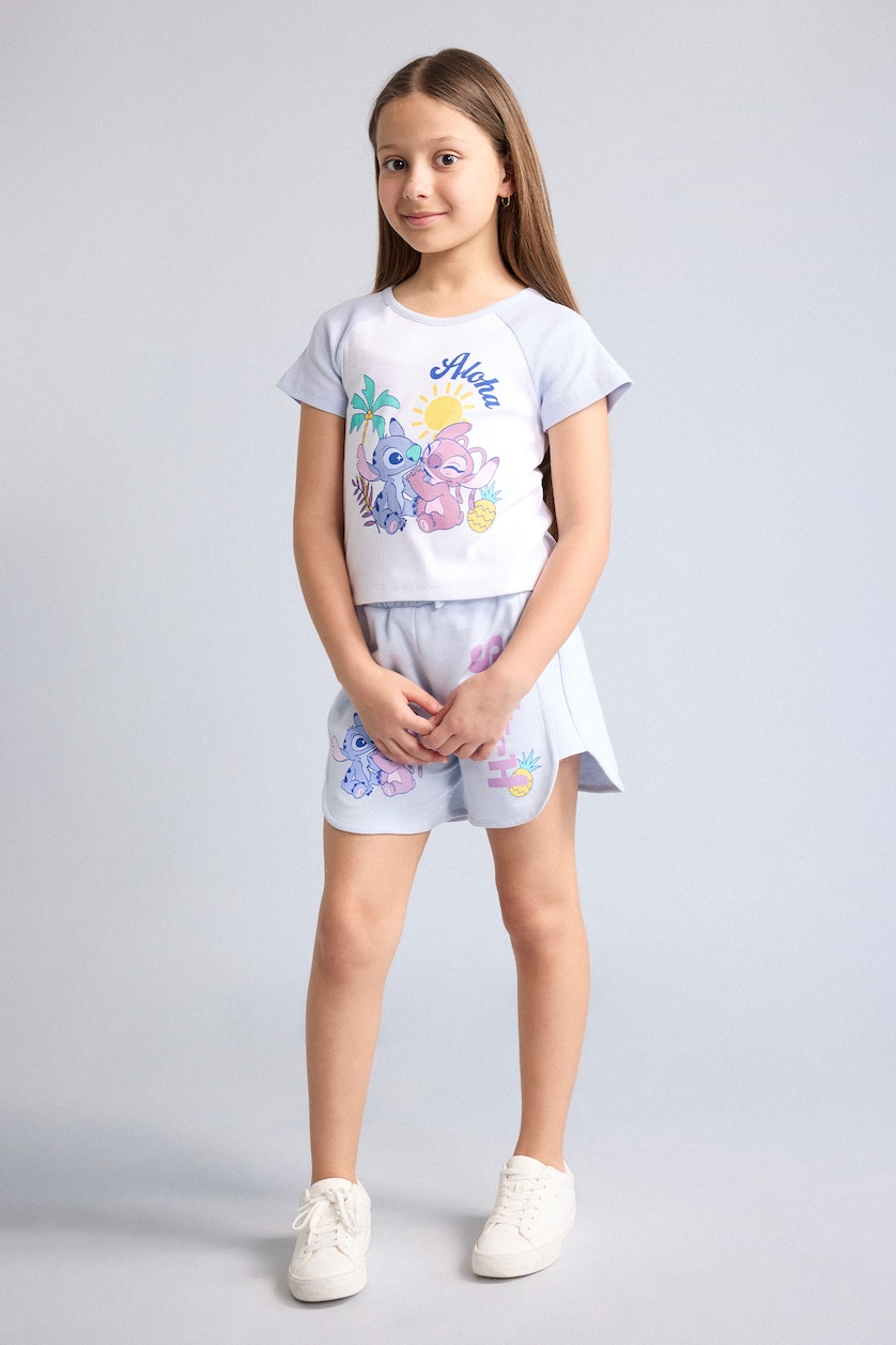 Young Girls - Teen Girls White Girl Slim Fit Lilo & Stitch Licensed Short Sleeve T-Shirt