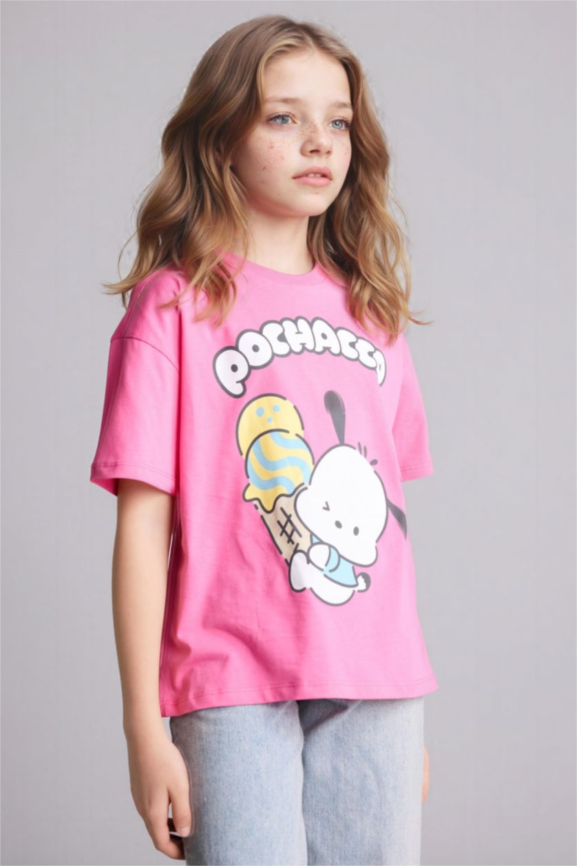 Kız Çocuk - Genç Kız Pembe Pochacco Oversıze Kız Çocuk Tişört 