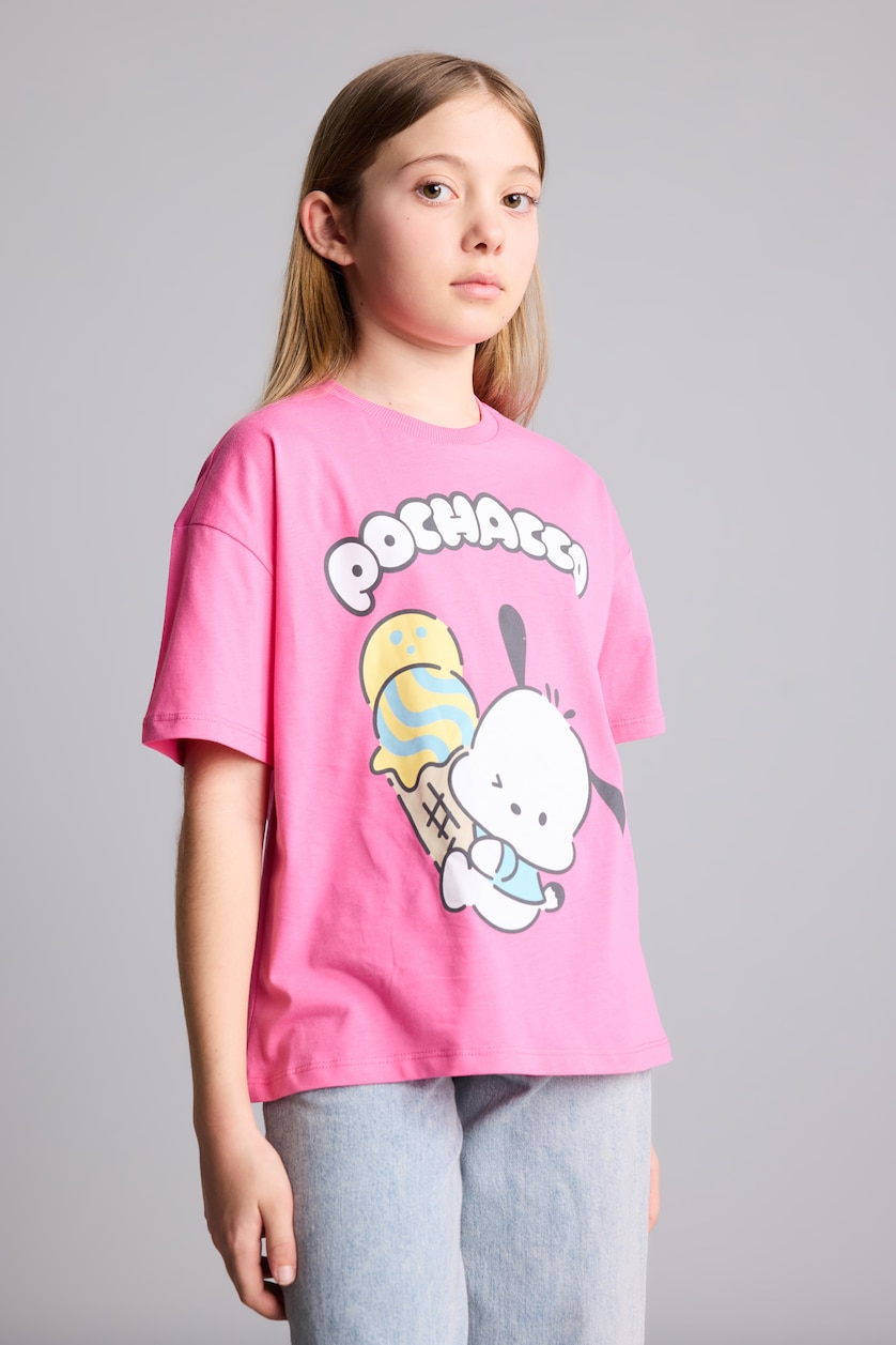 GIRLS & TEENS Pink Girl Oversize Fit Short Sleeve T-Shirt