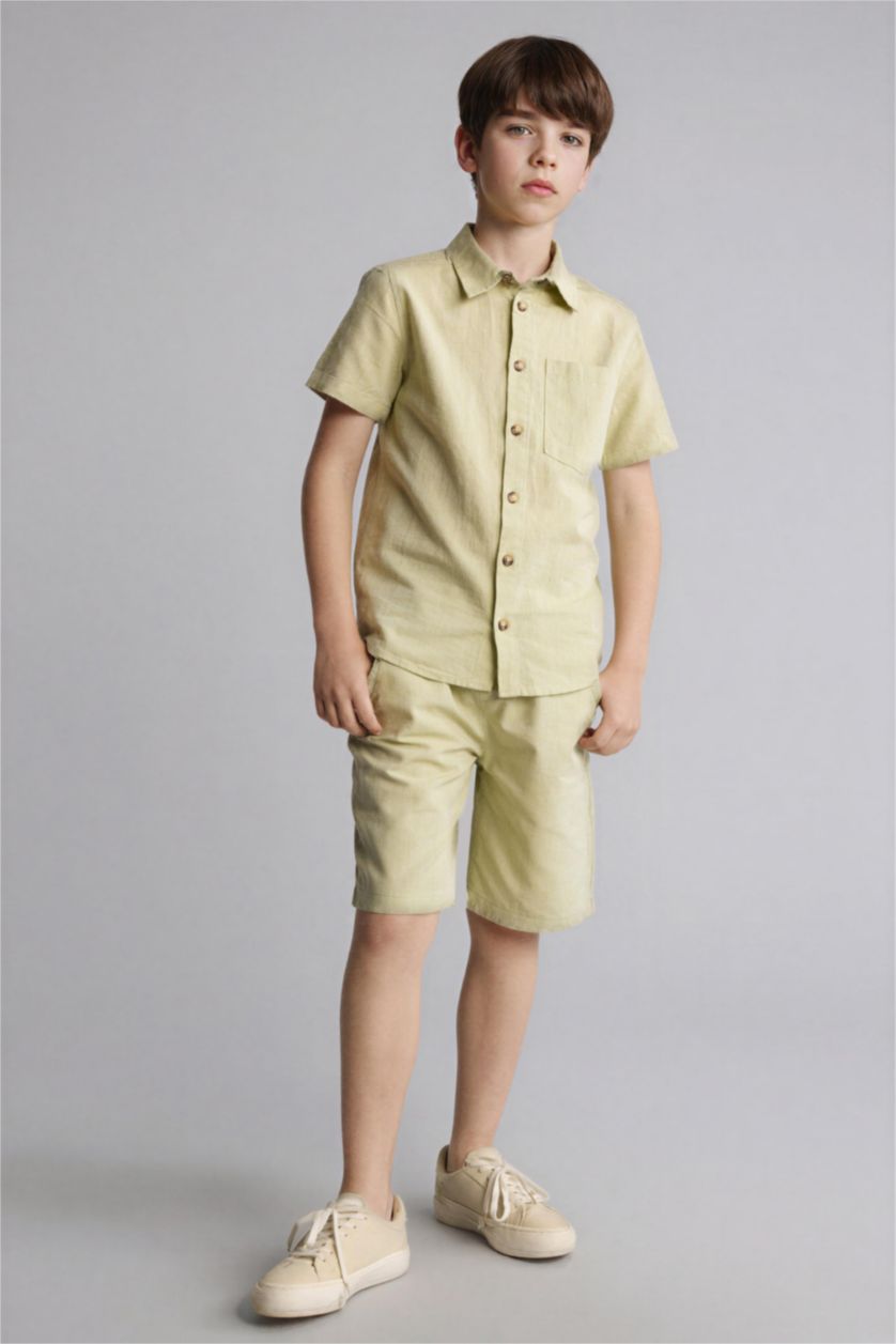 BOYS & TEENS Green Oversize Fit Short Sleeve Shirt