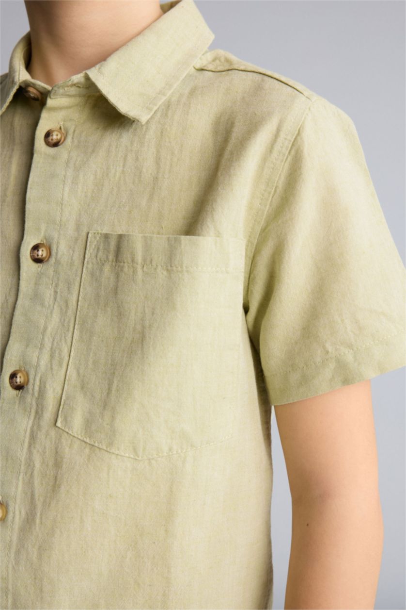 BOYS & TEENS Green Oversize Fit Short Sleeve Shirt