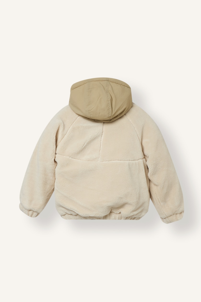VAJZA & ADOLESHENTE Ecru Girl Plush Hooded Zip-Up Jacket