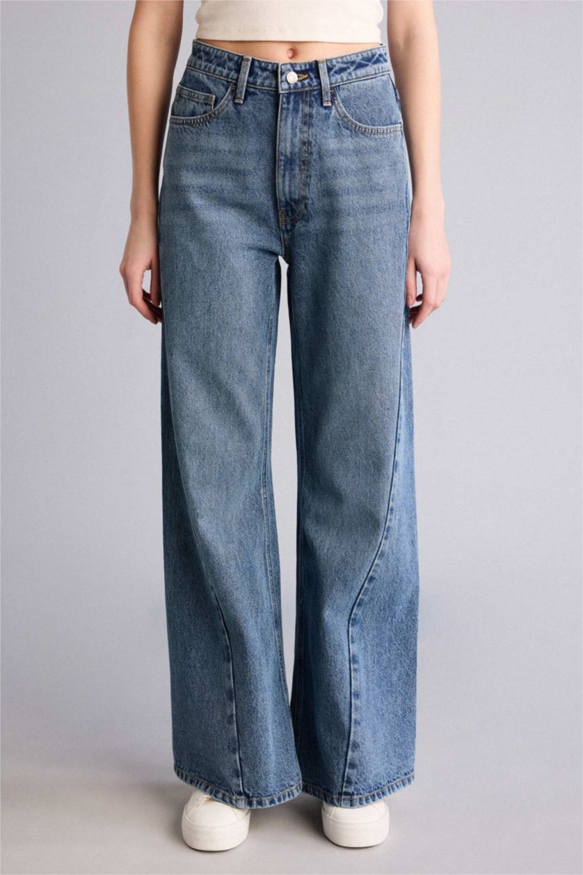 WOMAN Blue High Waist Wide Leg Trousers