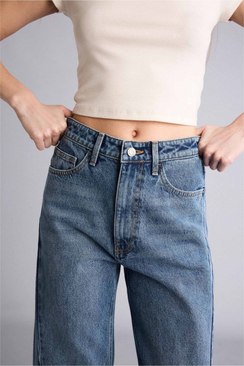 WOMAN Blue High Waist Wide Leg Trousers