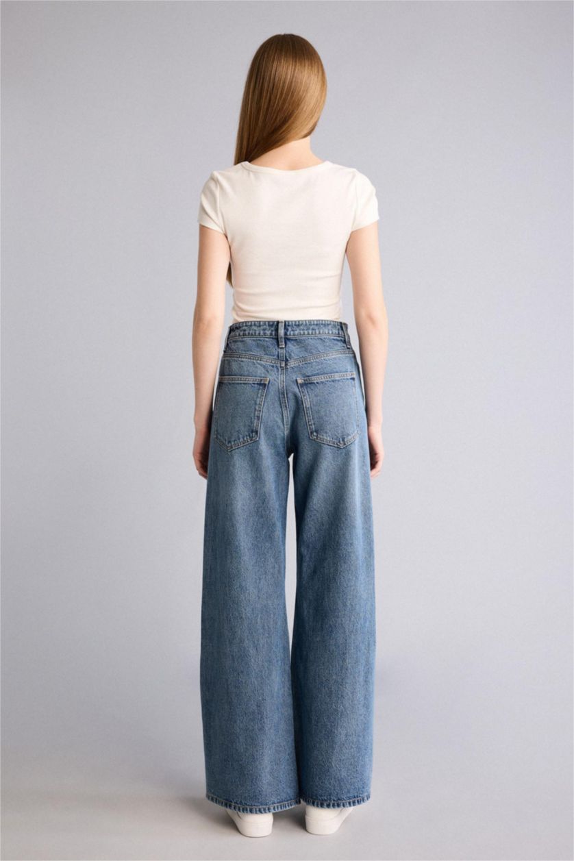 WOMAN Blue High Waist Wide Leg Trousers
