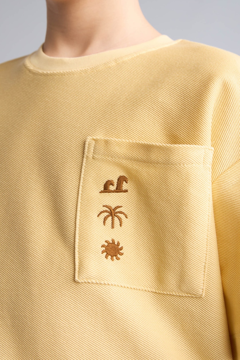 Young Boys - Teen Boys Yellow Boy Oversize Crew Neck Embroidered T-Shirt