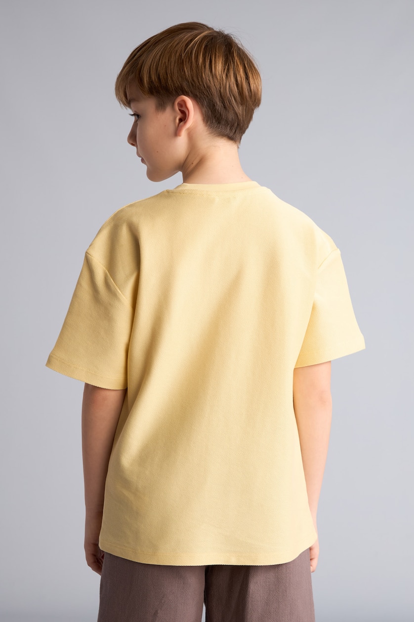 Young Boys - Teen Boys Yellow Boy Oversize Crew Neck Embroidered T-Shirt