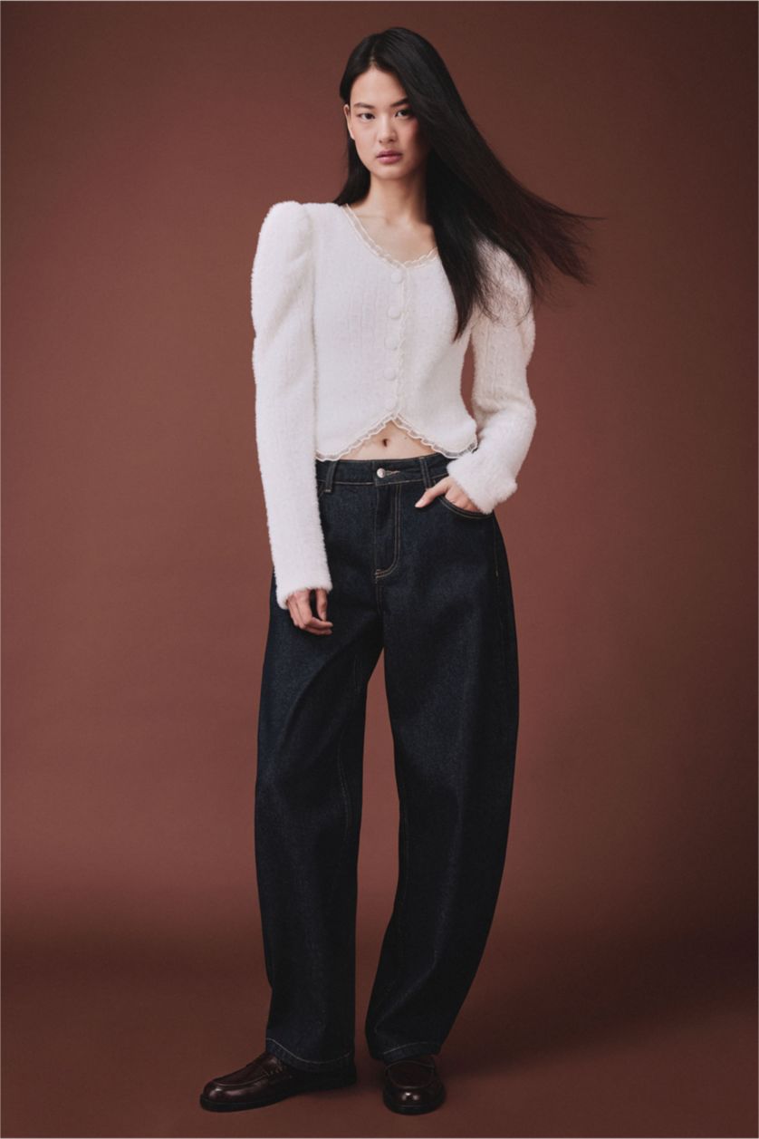 Kadın Lacivert Balloon Fıt Pantolon