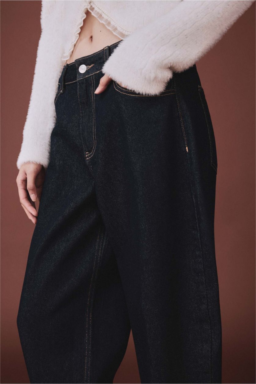 Kadın Lacivert Balloon Fıt Pantolon