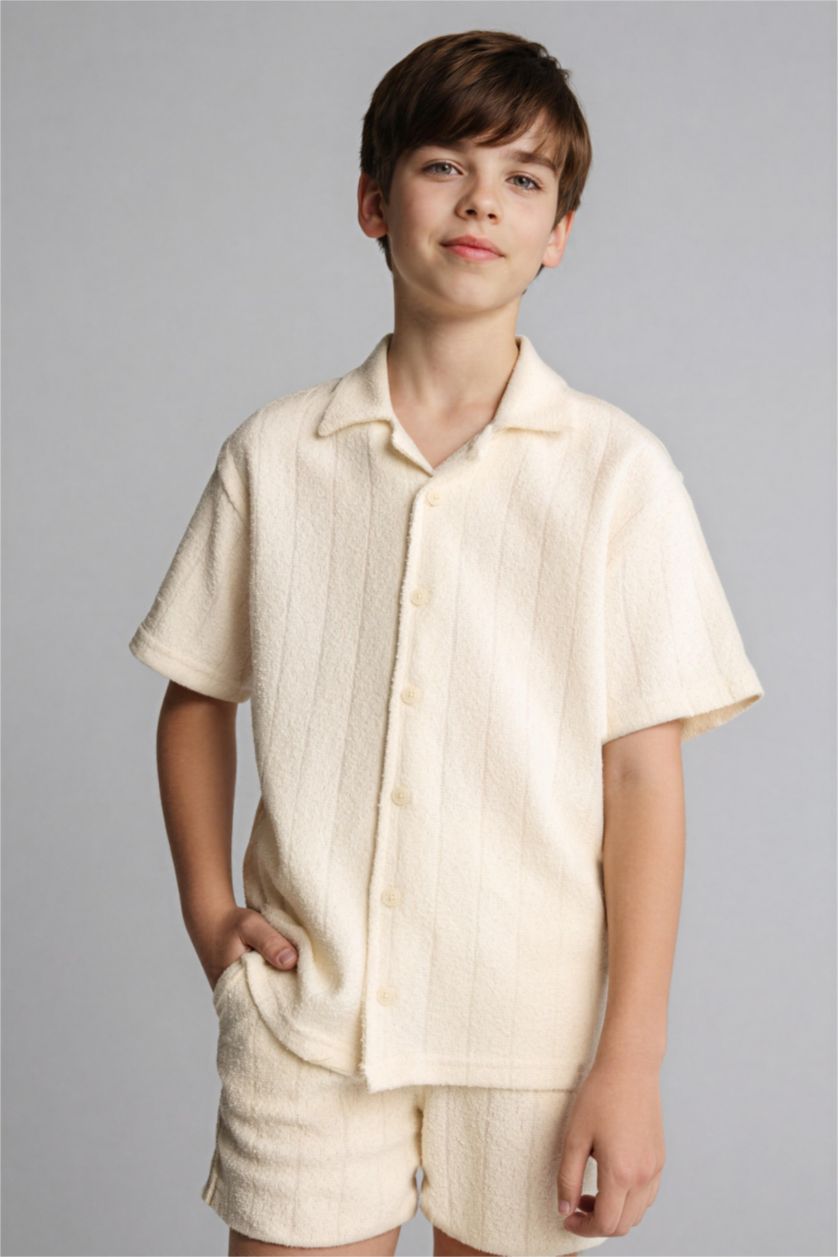 BOYS & TEENS Ecru Oversize Fit Short Sleeve Polo T-Shirt