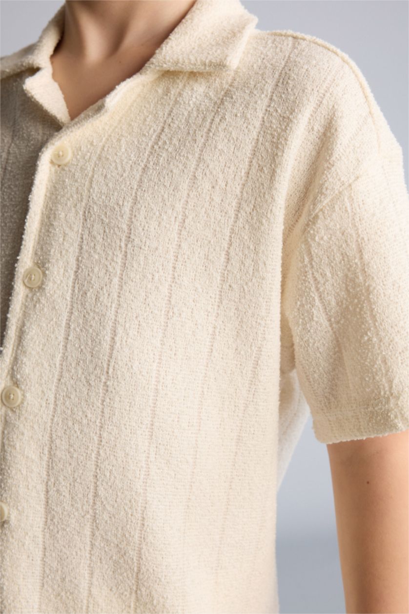 BOYS & TEENS Ecru Oversize Fit Short Sleeve Polo T-Shirt