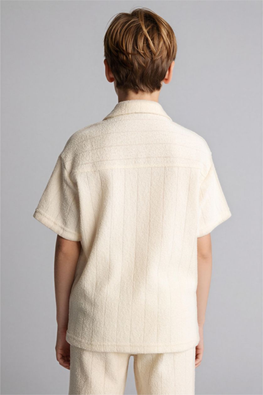 BOYS & TEENS Ecru Oversize Fit Short Sleeve Polo T-Shirt