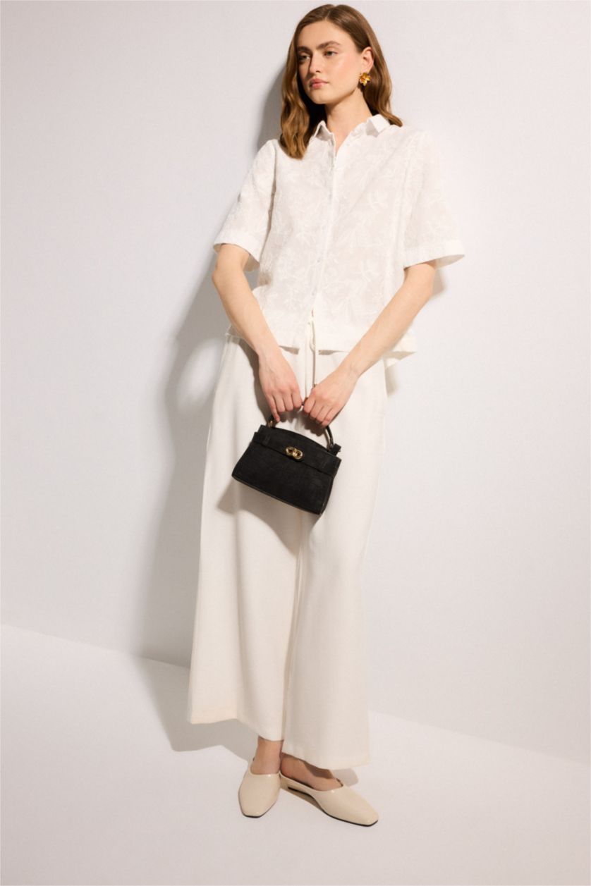 FEMME Écru Pantalon large Coupe droite