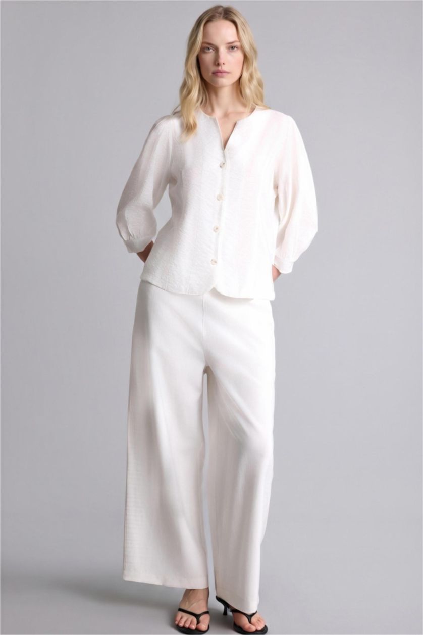 Kadın Ekru Straight Fit Pantolon