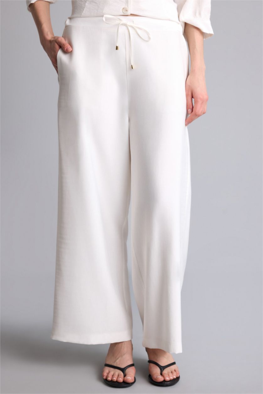 Kadın Ekru Straight Fit Pantolon