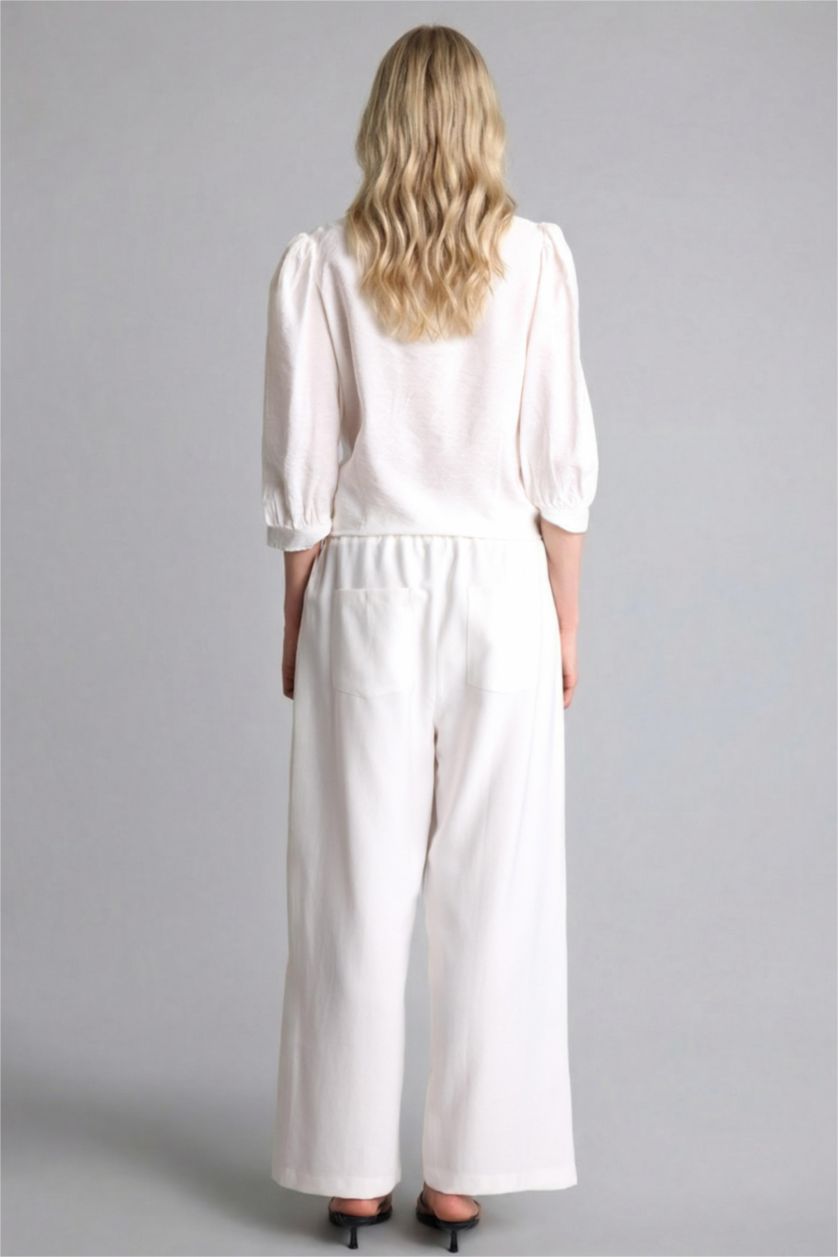 Kadın Ekru Straight Fit Pantolon