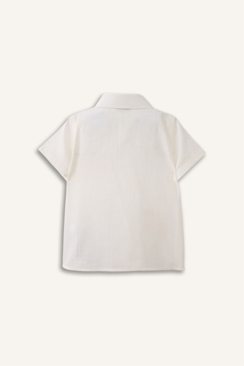 Erkek Bebek Ekru Tropikal Desenli Gömlek Erkek Bebek