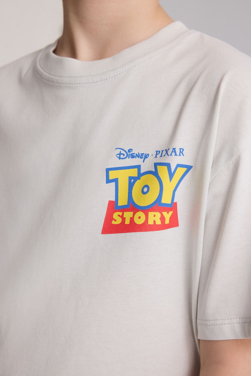 Erkek Çocuk - Genç Erkek Açık Gri %100 Pamuk Toy Story Sırt Baskılı Oversıze Tişört Erkek Çocuk