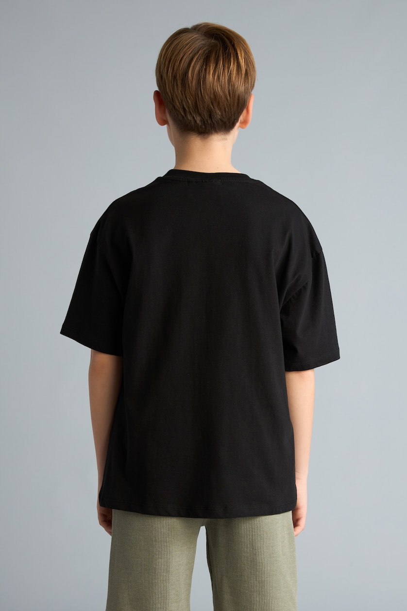 Young Boys - Teen Boys Black Oversize Fit Minecraft Licensed Short Sleeve T-Shirt