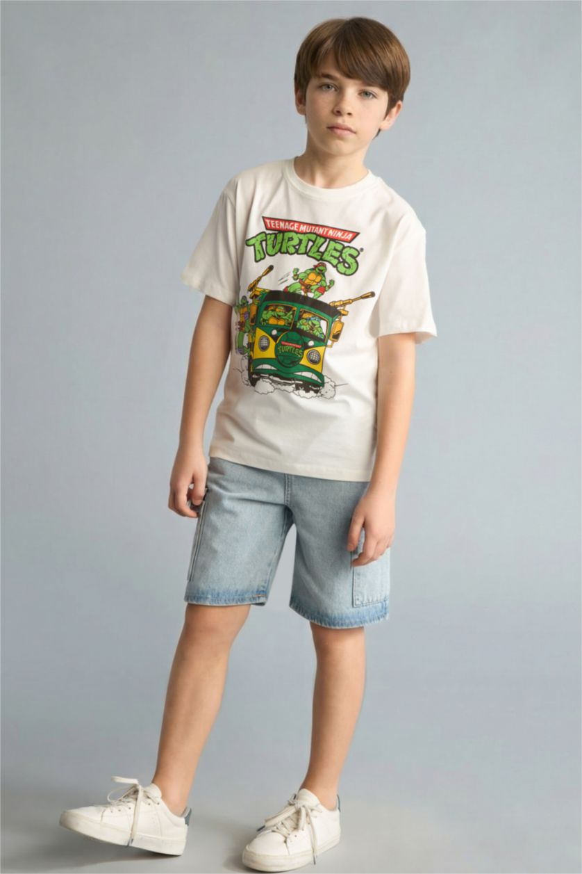 Мальчики и подростки Бежевый Футболка Ninja Turtles-Retro New Regular Fit для мальчиков с круглым вырезом и коротким рукавом