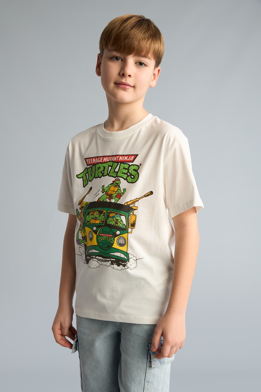 BOYS & TEENS Ecru Boy New Regular Fit Ninja Turtles Retro Classic Series Licensed Short Sleeve T-Shirt