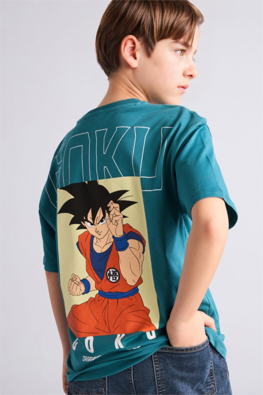 Erkek Çocuk - Genç Erkek Yeşil Dragon Ball Oversize Kısa kollu Tişört Erkek Çocuk