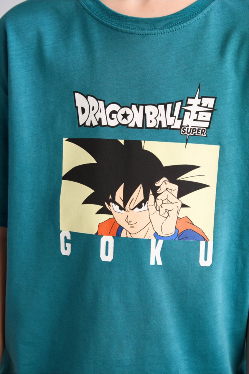 Erkek Çocuk - Genç Erkek Yeşil Dragon Ball Oversize Kısa kollu Tişört Erkek Çocuk