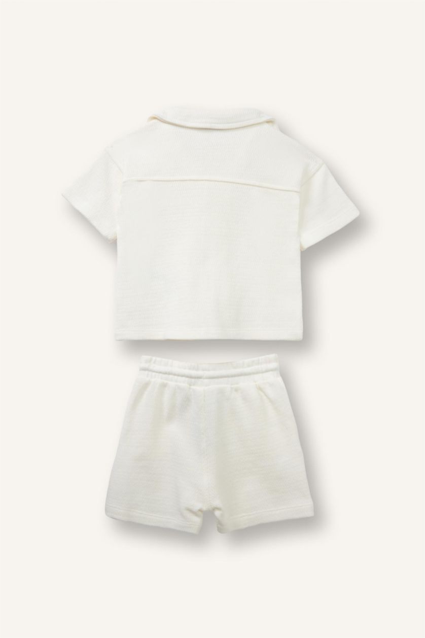 BABY BOY Ecru Baby Boy 2 piece Oversize Fit Resort Neck Set