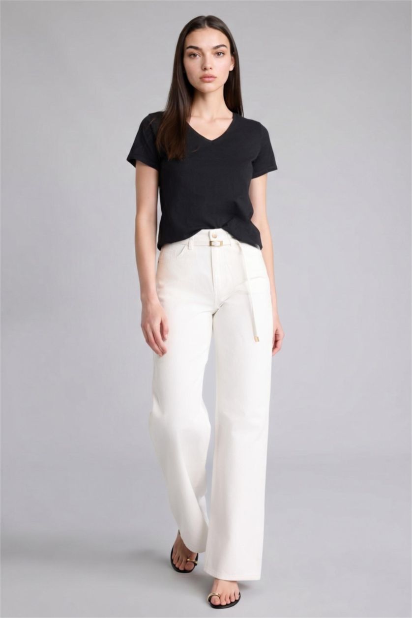 WOMAN White High Waist Trousers