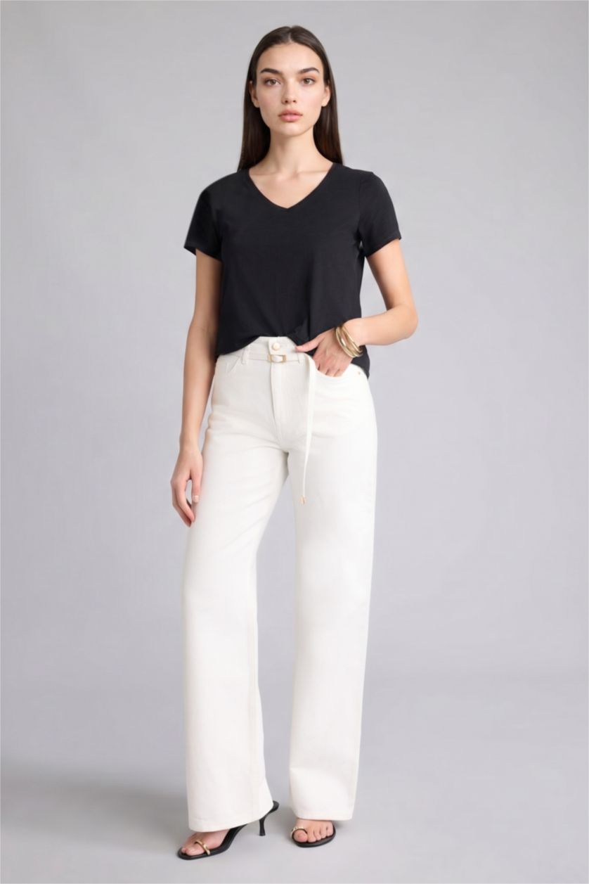 WOMAN White High Waist Trousers