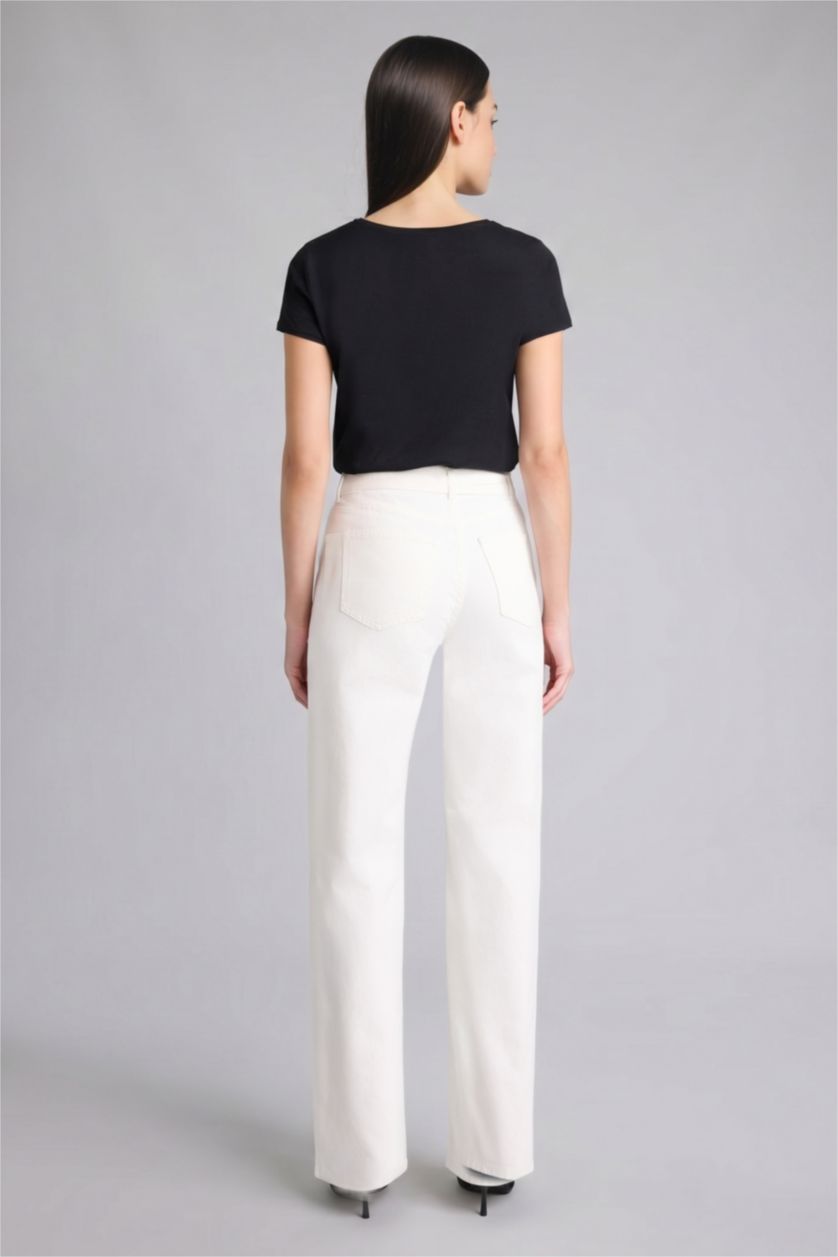 WOMAN White High Waist Trousers