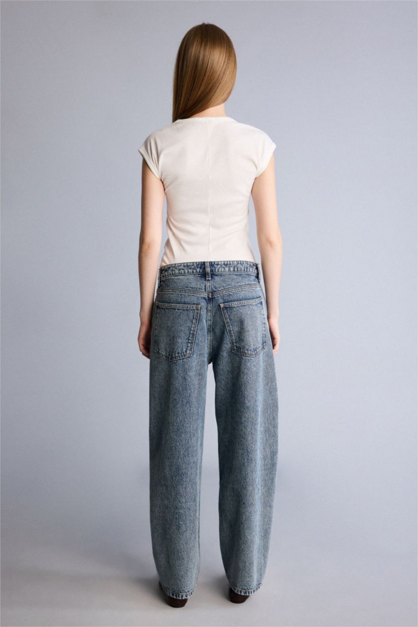 WOMAN Blue High Waist Trousers