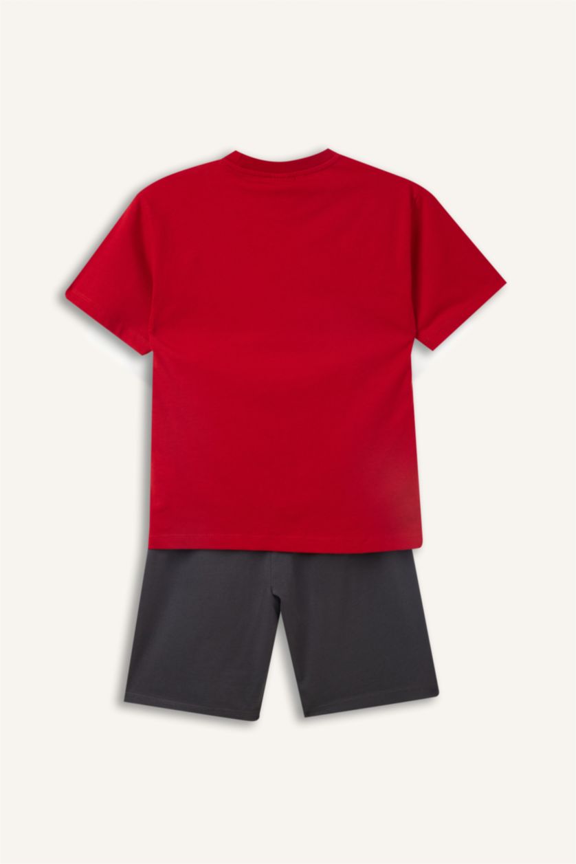 Young Boys - Teen Boys Red 2 piece Regular Fit Printed Knitted Pyjamas