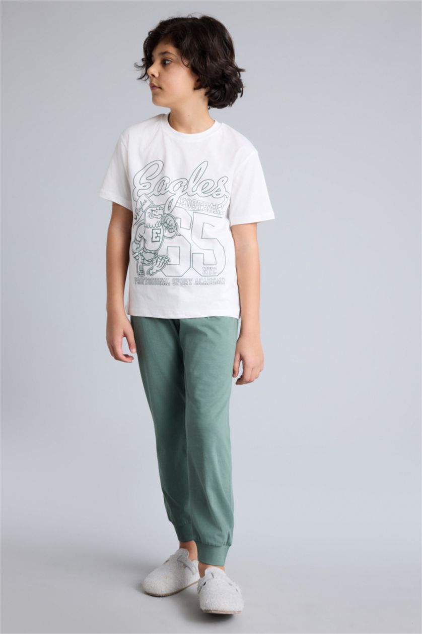 Erkek Çocuk - Genç Erkek Ekru Regular Fıt 2'li Pijama Takımı Erkek Çocuk