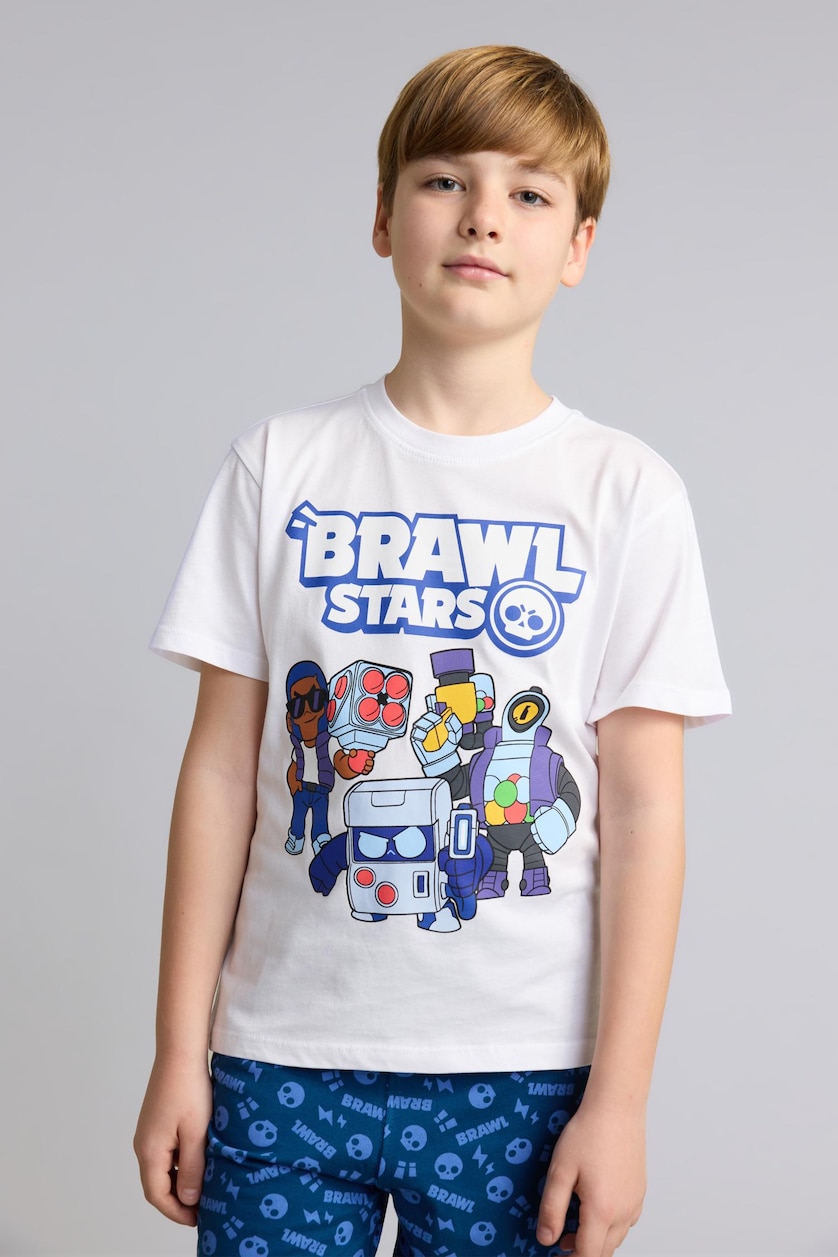 Young Boys - Teen Boys White Boy Brawl Stars Top Shorts 2 Piece Pajama Set