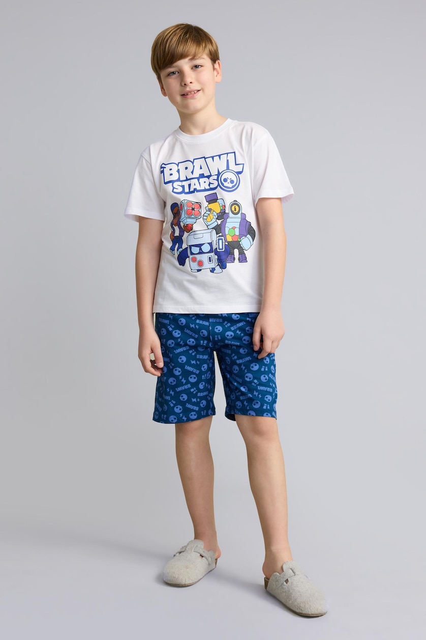 Young Boys - Teen Boys White Boy Brawl Stars Top Shorts 2 Piece Pajama Set