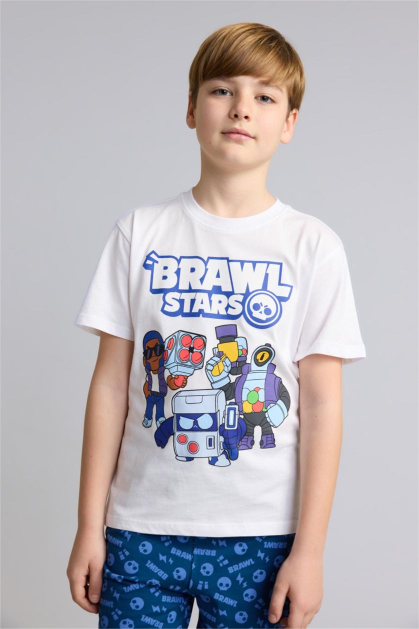 Young Boys - Teen Boys White 2 piece Regular Fit Brawl Stars Knitted Pyjamas