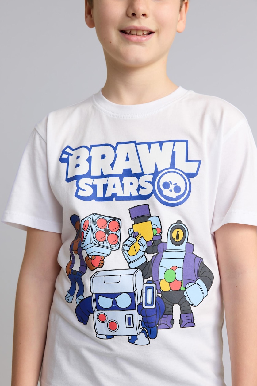 Young Boys - Teen Boys White Boy Brawl Stars Top Shorts 2 Piece Pajama Set