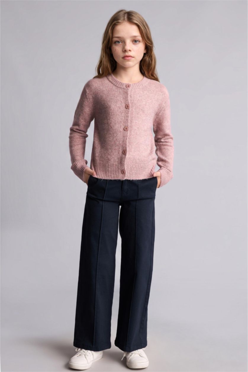 GIRLS & TEENS NAVY Girl Wide Leg Gabardine Trousers